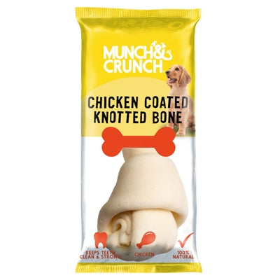 MUNCH & CRUNCH DOG TREAT CHICKEN COATED KNOTTED BONE
