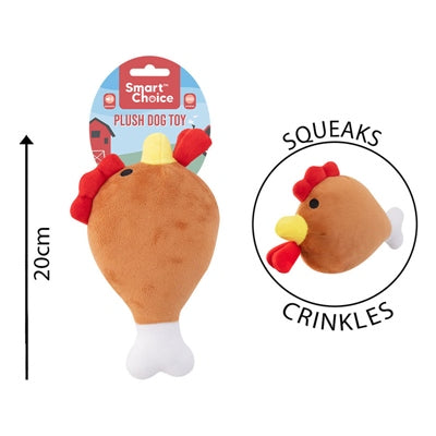 SMART CHOICE PLUSH DOG TOY CHICKEN LEG WITH SQUEAKER