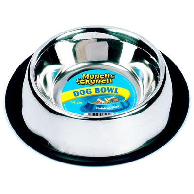 MUNCH & CRUNCH DOG BOWL ANTI-SKID STAINLESS STEEL 340ML