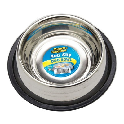 MUNCH & CRUNCH DOG BOWL ANTI-SKID STAINLESS STEEL 700ML