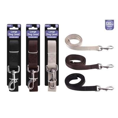 SMART CHOICE DOG LEAD 3 ASSORTED COLOURS LARGE 120X2.5CM