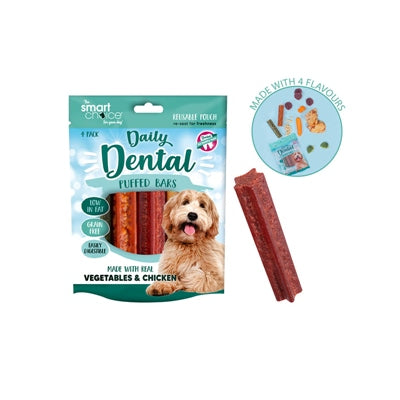 SMART CHOICE DOG TREATS DENTAL PUFFED BARS PACK OF 4 112G