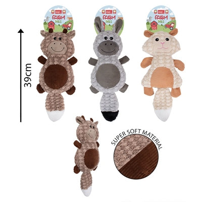 SMART CHOICE PLUSH / CRINKLE DOG TOY ANIMAL WITH SQUEAKER 3 ASSORTED COLOURS