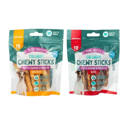 PUREBREED MINI CHEW STICKS COLLAGEN PACK OF 10