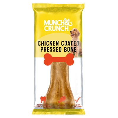 MUNCH & CRUNCH DOG TREAT CHICKEN COATED PRESSED BONE