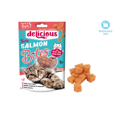 WORLD OF PETS CAT TREATS MEATY SALMON BITES 80G