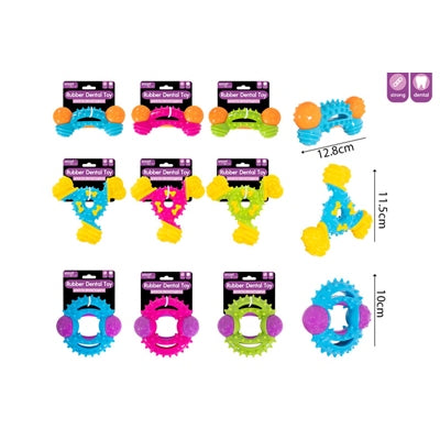 SMART CHOICE DOG TOY DENTAL RUBBER & NYLON 3 ASSORTED SHAPES / COLOURS