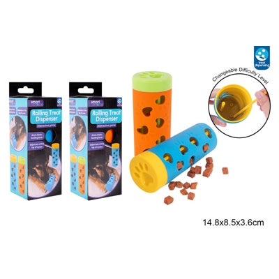 RUBBER TREAT DISPENSING DOG TOY 2 COLOUR
