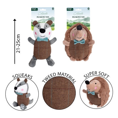 SMART CHOICE PLUSH DOG TOY BADGER / HEDGEHOG WITH SQUEAKER