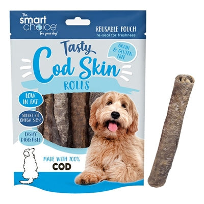SMART CHOICE DOG TREATS COD SKIN ROLLS 100G