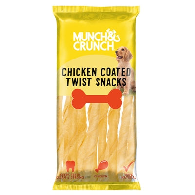 MUNCH & CRUNCH DOG TREATS CHICKEN COATED TWIST STICKS
