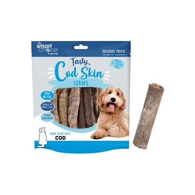 SMART CHOICE DOG TREATS COD SKIN STRIPS PACK OF 12 95G