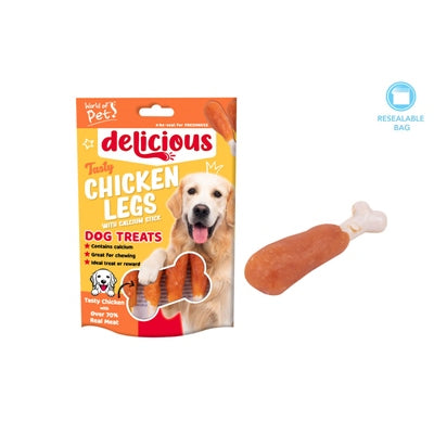 WORLD OF PETS DOG TREATS CHICKEN LEG CALCIUM PACK OF 5 70G