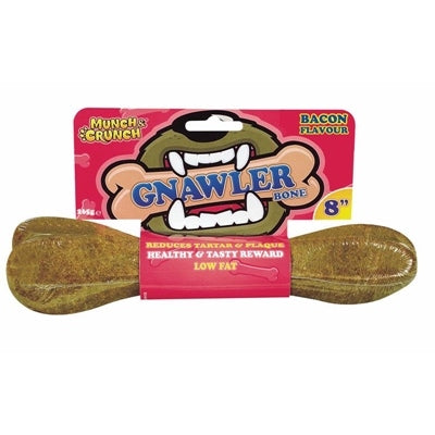 MUNCH & CRUNCH DOG TREAT GNAWLER BONE BACON 8"