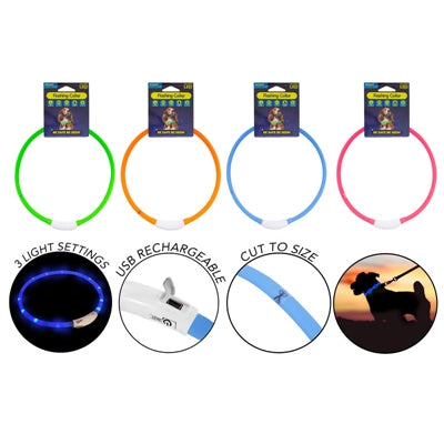 SMART CHOICE SAFETY DOG COLLAR LED FLASHING SILICONE 4 ASSORTED COLOURS