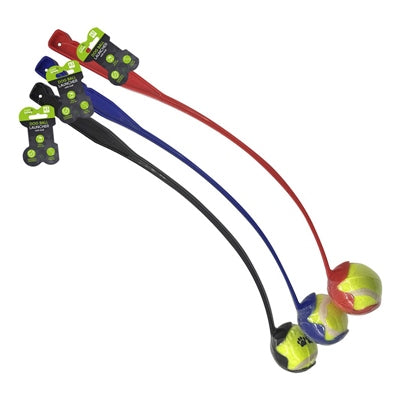 BRIGHT & HOMELY DOG THROWER & BALL 25INCH ASSORTED COLOURS