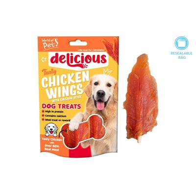 WORLD OF PETS DOG TREATS CHICKEN WINGS CALCIUM PACK OF 4 70G
