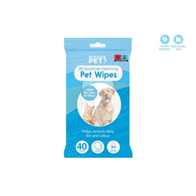 WORLD OF PETS CLEANING WIPES ALL PURPOSE PACK OF 40