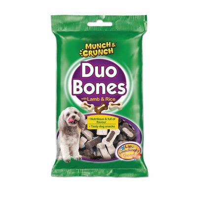MUNCH & CRUNCH DOG TREATS DUO BONES LAMB & RICE 140G