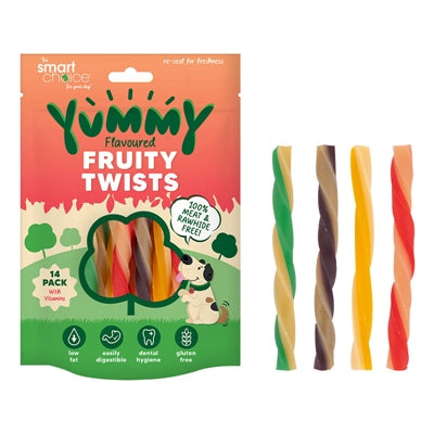 SMART CHOICE DOG TREATS FRUITY TWIST STICKS MEAT FREE 175G