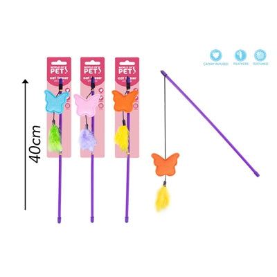 WORLD OF PETS CATNIP BUTTERFLY CAT TEASER 3 COLOURS