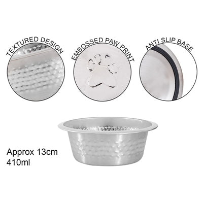 SMART CHOICE PET BOWL STAINLESS STEEL TEXTURED 13CM 410ML