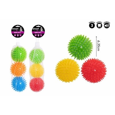 SMART CHOICE DOG TOY RUBBER BALL SPIKY PACK OF 3