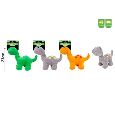 SMART CHOICE PLUSH DOG TOY DINOSAUR WITH SQUEAKER 3 ASSORTED COLOURS