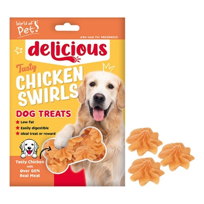 WORLD OF PETS DOG TREATS CHICKEN SWIRLS 80G