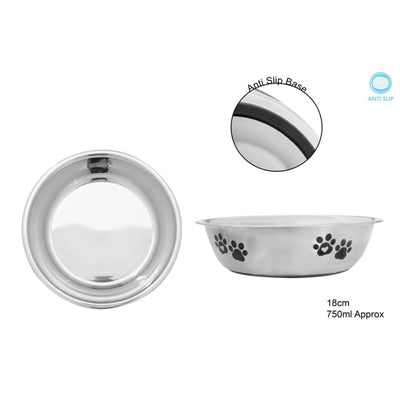 POLISHED STAINLESS STEEL PET BOWL 17.5CM
