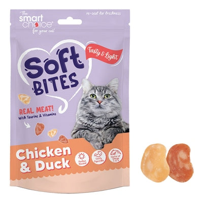 SMART CHOICE CAT TREATS SOFT CHICKEN / DUCK BITES 100G
