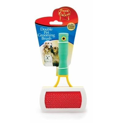 PRIDE & GROOM PET GROOMING BRUSH DOUBLE-SIDED FINE COAT