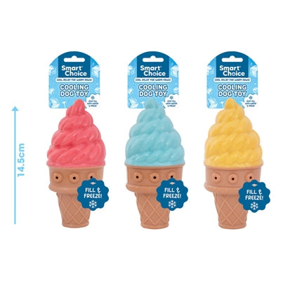 SMART CHOICE DOG TOY ICE CREAM COOLING RUBBER 3 ASSORTED COLOURS