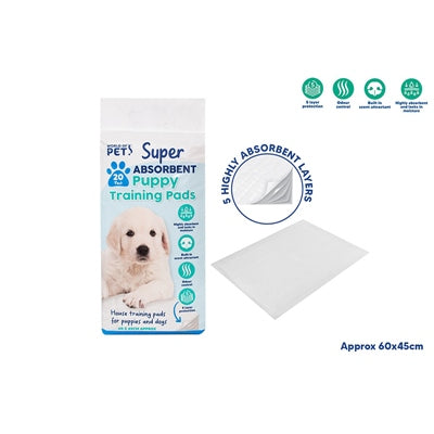 WORLD OF PETS PUPPY TRAINING PADS SUPER ABSORBENT 60X45CM PACK OF 20