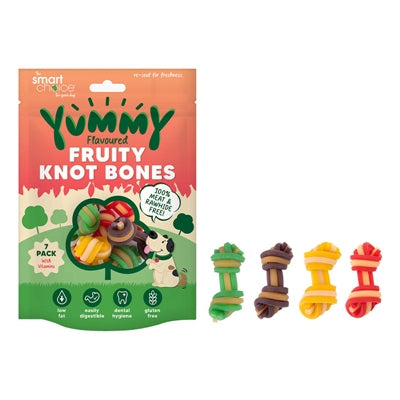 SMART CHOICE DOG TREATS FRUITY WOVEN KNOT BONES MEAT FREE 100G