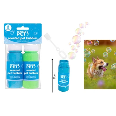 WORLD OF PETS PET BUBBLES CHICKEN / BEEF SCENTED PACK OF 2