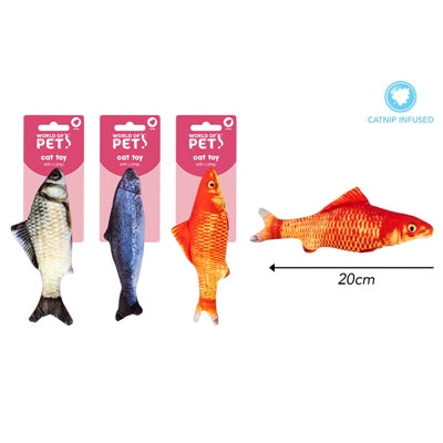 WORLD OF PETS CAT TOY FISH WITH CATNIP ASSORTED