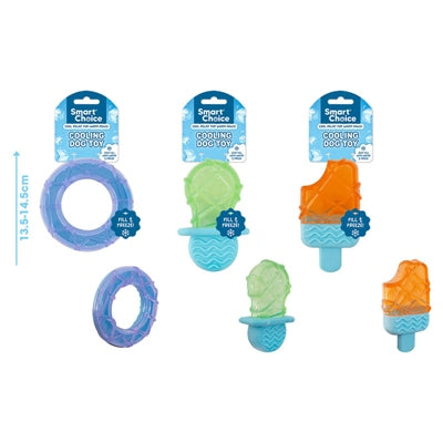 SMART CHOICE DOG TOY SUMMER COOLING RUBBER 3 ASSORTED SHAPES