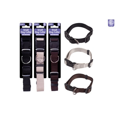 SMART CHOICE DOG COLLAR 3 ASSORTED COLOURS SMALL 1.5X25-40CM