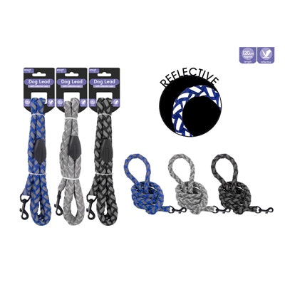 SMART CHOICE DOG LEAD REFLECTIVE ROPE STRONG 3 ASSORTED COLOURS 120CM