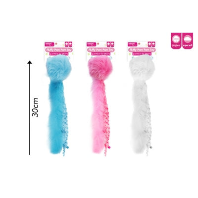 PLUSH KITTEN TOY WITH FLUFFY TAIL 3 COLS