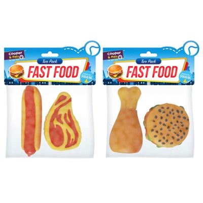 FEATHERS & FUR SQUEAKY FAST FOOD 2PC