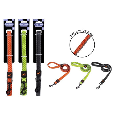 SMART CHOICE DOG LEAD REFLECTIVE TEXTURED 3 ASSORTED COLOURS 120CM