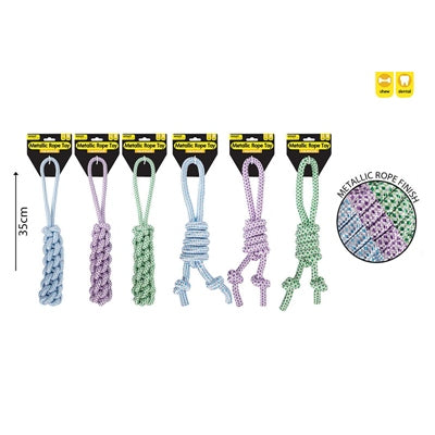 SMART CHOICE METALLIC ROPE DOG TOY 6 ASSTD