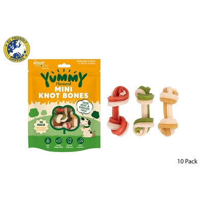 YUMMY MEAT FREE MINI KNOT BONE DOG TREAT 160G 10PK