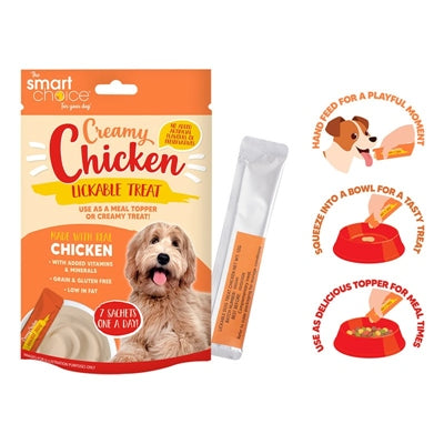SMART CHOICE DOG TREATS CHICKEN LICK STICKS PACK OF 7 84G