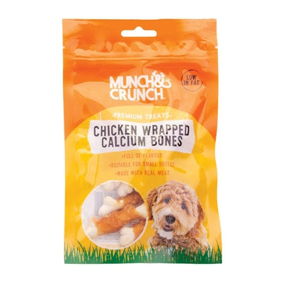 MUNCH & CRUNCH DOG TREAT CHICKEN WRAPPED CALCIUM BONES 70G