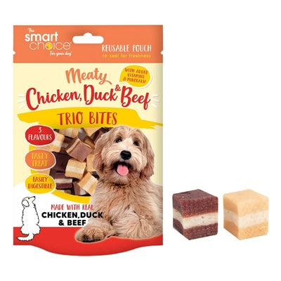 SMART CHOICE DOG TREATS MEATY TRIO BITES 120G