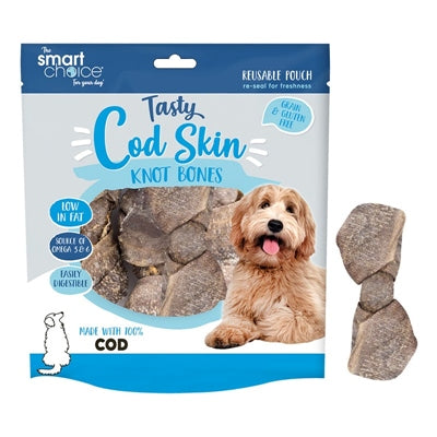 SMART CHOICE DOG TREATS COD SKIN KNOT BONES PACK OF 4 90G