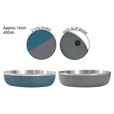 SMART CHOICE PET BOWL STAINLESS STEEL SMALL DOG / CAT 2 ASSORTED COLOURS 14CM 400ML